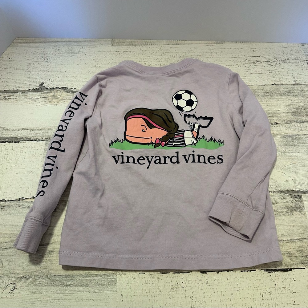 Vineyard Vines Lilac Long Sleeve Soccer Whale Tee